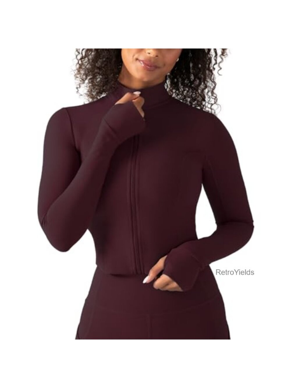 Ultraluxe Cropped Full Zip Athletic Jacket with Thumbholes, 4-Way Stretch